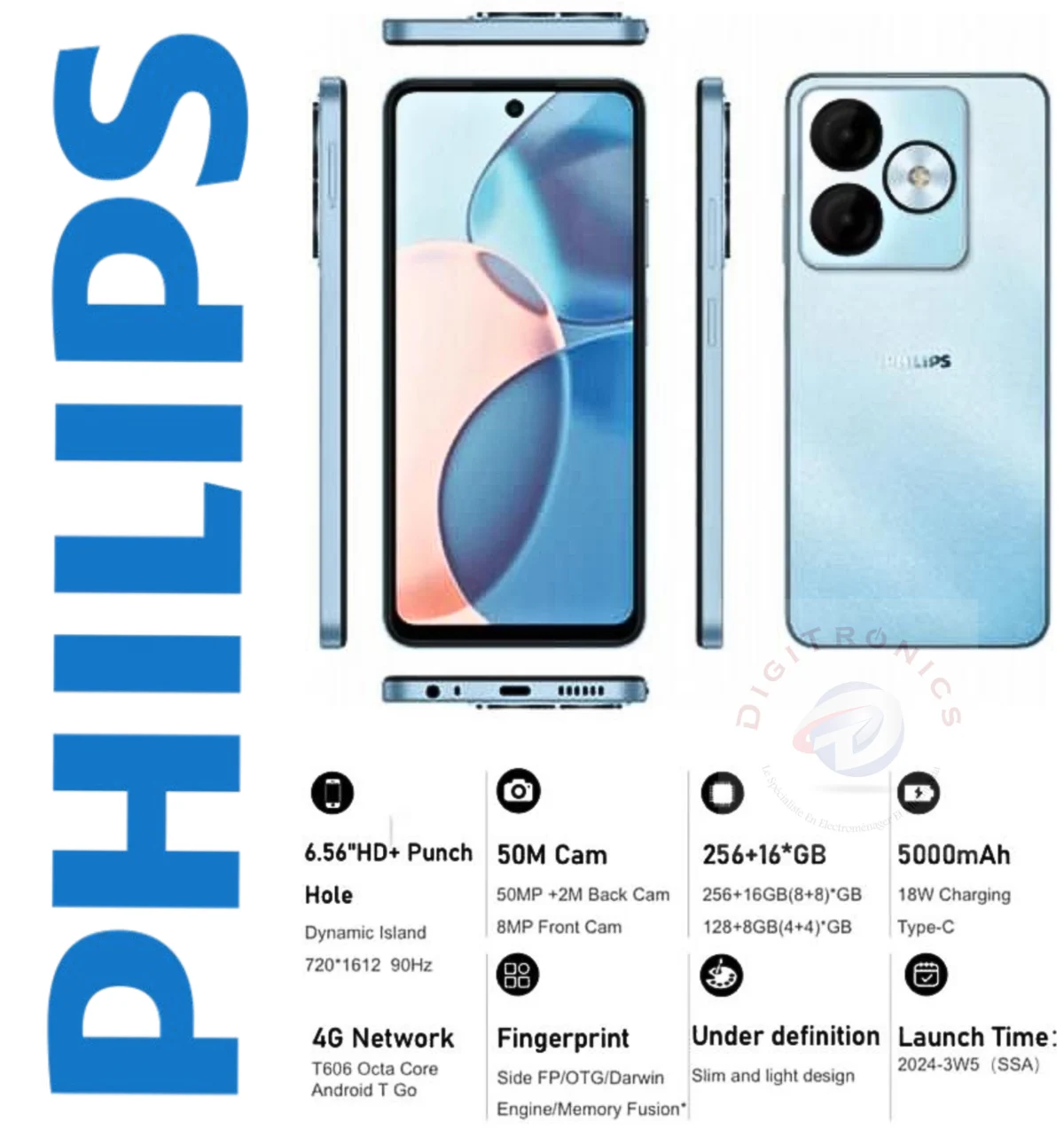 Philips S6310 Essence 20 Dynamic 6,5" Hd+ - 50mp - 5000mah - 8/256go - Bleu Aurora – Image 2