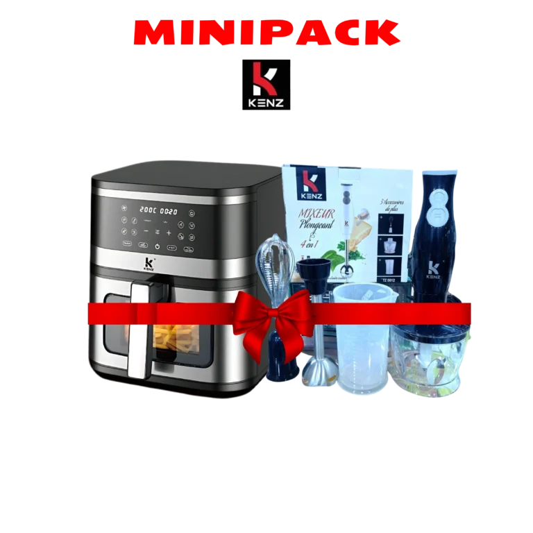DIGITRONICS MINI PACK KENZ –Friteuse à Air 8L +Mixeur Plongeant 4 en 1