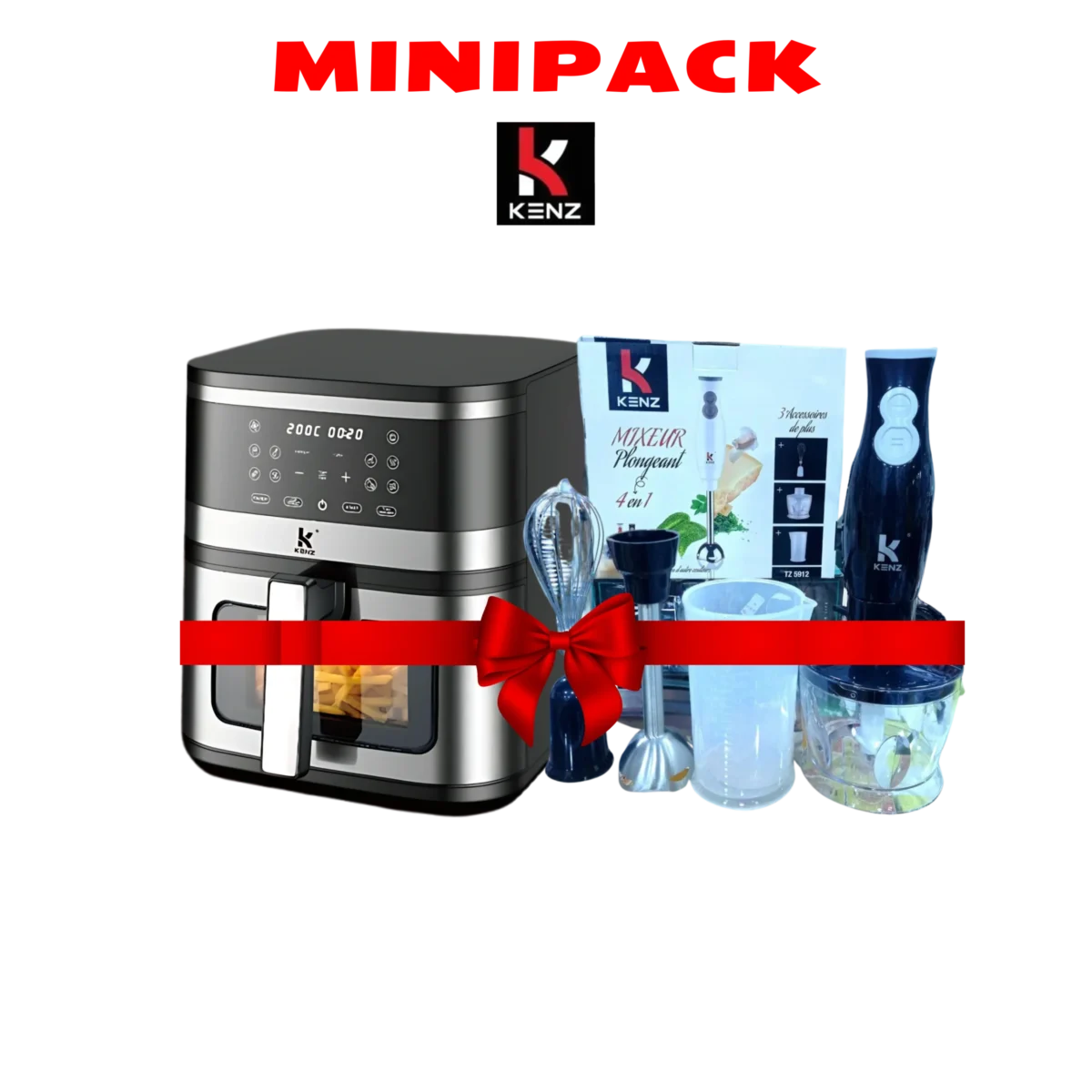 DIGITRONICS MINI PACK KENZ –Friteuse à Air 8L +Mixeur Plongeant 4 en 1