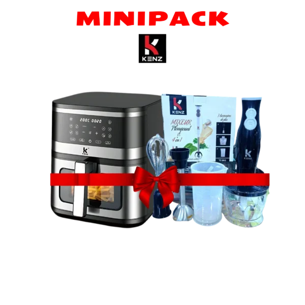 DIGITRONICS MINI PACK KENZ –Friteuse à Air 8L +Mixeur Plongeant 4 en 1